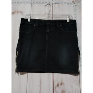 Guess Jeans Skirt Womens 32 Black Denim Mini Zipper‎ Pocket Stretch Casual